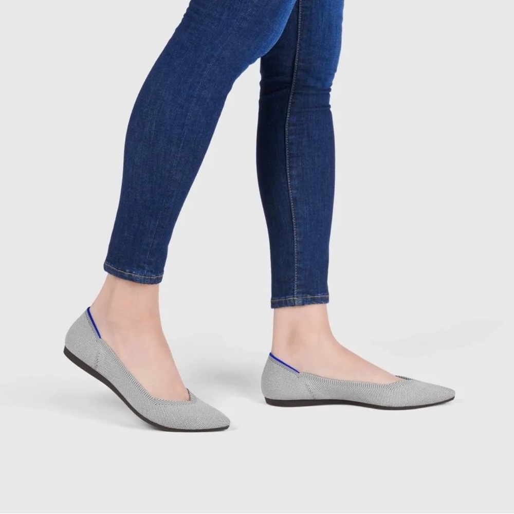 Rothy's Elegant Gray Flats with Blue Detail